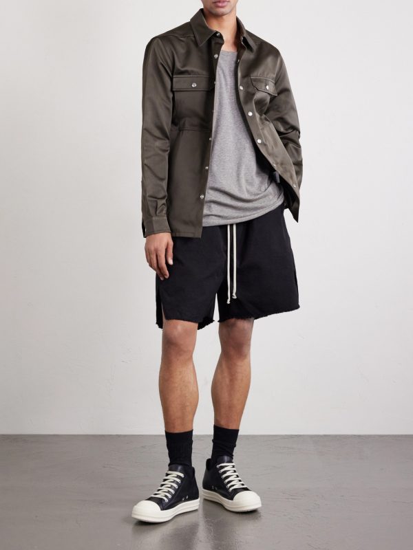 Long Boxers Butt Zipp Straight-Leg Cotton-Canvas Shorts - OU