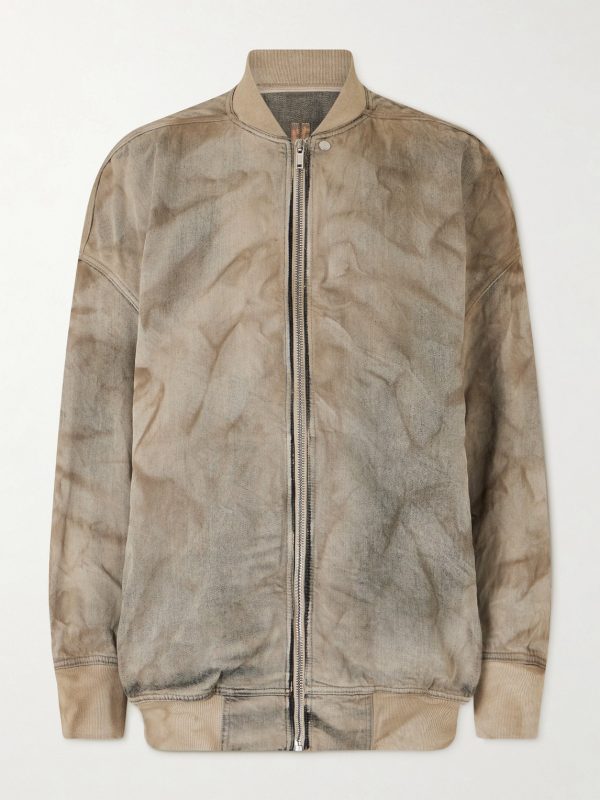 Jumbo Oversized Stone-Washed Denim Bomber Jacket Jumbo Oversized Stone-Washed Denim Bomber Jacket