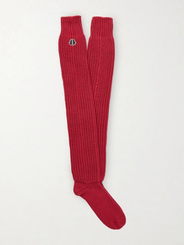 + Moncler Logo-Appliquéd Ribbed Cotton Socks + Moncler Logo-Appliquéd Ribbed Cotton Socks