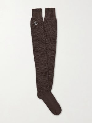 + Moncler Logo-Appliquéd Ribbed Cotton Socks + Moncler Logo-Appliquéd Ribbed Cotton Socks