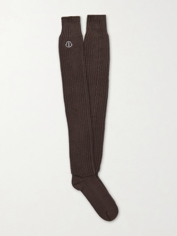 + Moncler Logo-Appliquéd Ribbed Cotton Socks + Moncler Logo-Appliquéd Ribbed Cotton Socks