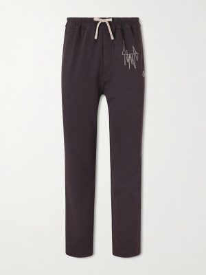 + Moncler Straight-Leg Logo-Appliquéd Embroidered Cotton-Jersey Sweatpants + Moncler Straight-Leg Logo-Appliquéd Embroidered Cotton-Jersey Sweatpants