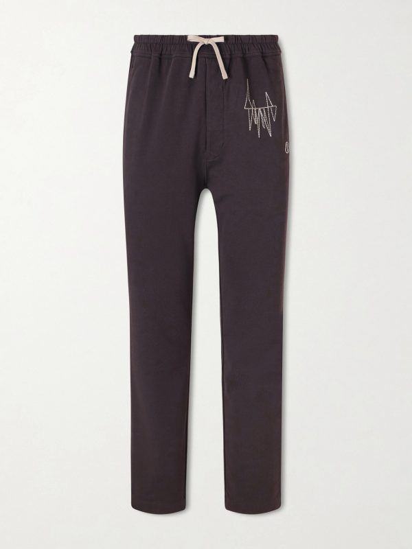 + Moncler Straight-Leg Logo-Appliquéd Embroidered Cotton-Jersey Sweatpants