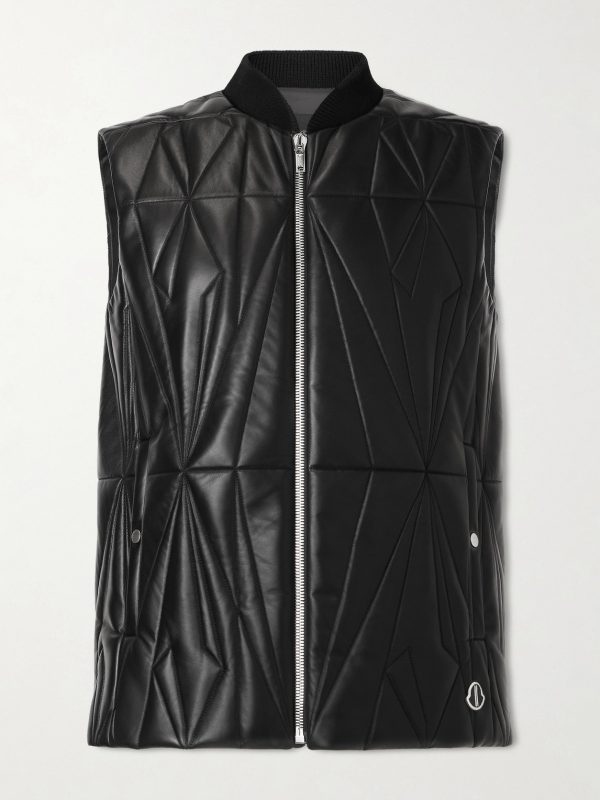 + Moncler Logo-Appliquéd Quilted Leather Gilet + Moncler Logo-Appliquéd Quilted Leather Gilet