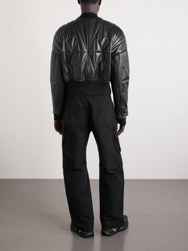 + Moncler Cropped Quilted Leather Jacket - BK + Moncler Cropped Quilted Leather Jacket - BK