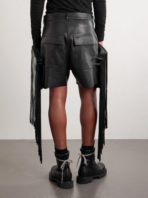 Fringed Leather Shorts - BK Fringed Leather Shorts - BK