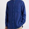 Grandad-Collar Linen-Chambray Shirt - FR Grandad-Collar Linen-Chambray Shirt - FR
