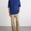 Grandad-Collar Linen-Chambray Shirt - OU Grandad-Collar Linen-Chambray Shirt - OU