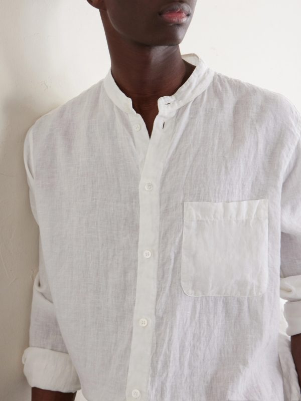 Grandad-Collar Linen Shirt - CU Grandad-Collar Linen Shirt - CU