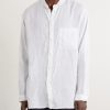 Grandad-Collar Linen Shirt - FR Grandad-Collar Linen Shirt - FR