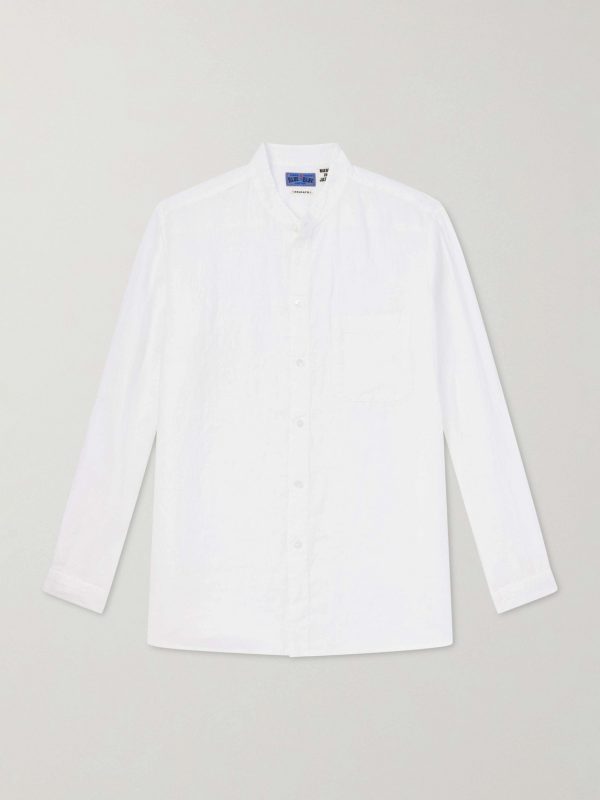 Grandad-Collar Linen Shirt Grandad-Collar Linen Shirt