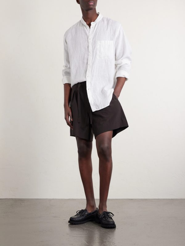 Grandad-Collar Linen Shirt - OU Grandad-Collar Linen Shirt - OU