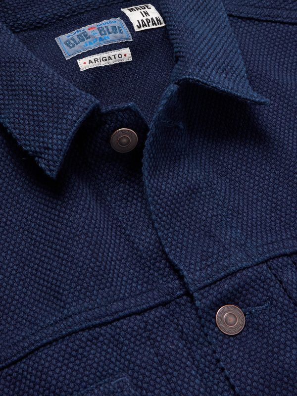 Indigo-Dyed Sashiko Cotton Trucker Jacket - CU