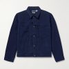 Indigo-Dyed Sashiko Cotton Trucker Jacket
