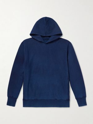Indigo-Dyed Organic Cotton-Jersey Hoodie