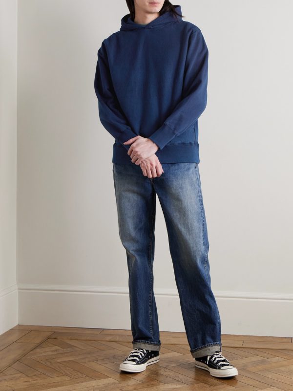 Indigo-Dyed Organic Cotton-Jersey Hoodie - OU