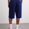 Wide-Leg Pleated Sashiko Cotton Shorts - BK Wide-Leg Pleated Sashiko Cotton Shorts - BK