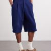 Wide-Leg Pleated Sashiko Cotton Shorts - FR Wide-Leg Pleated Sashiko Cotton Shorts - FR