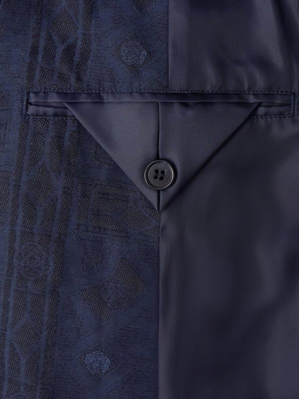 Double-Breasted Cotton-Blend Jacquard Suit Jacket - E1 Double-Breasted Cotton-Blend Jacquard Suit Jacket - E1