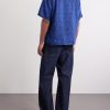 Sakura Camp-Collar Indigo-Dyed Floral-Print Linen Shirt - BK