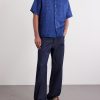 Sakura Camp-Collar Indigo-Dyed Floral-Print Linen Shirt - OU