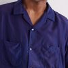 Convertible-Collar Indigo-Dyed Silk-Habotai Shirt - CU