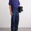 Convertible-Collar Indigo-Dyed Silk-Habotai Shirt - OU
