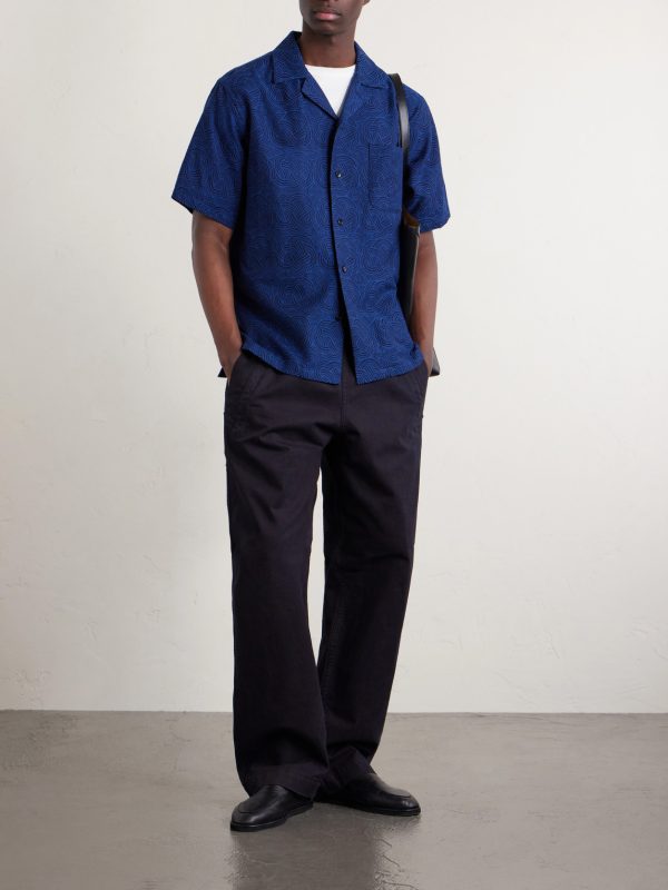 Camp-Collar Cotton-Jacquard Shirt - OU Camp-Collar Cotton-Jacquard Shirt - OU