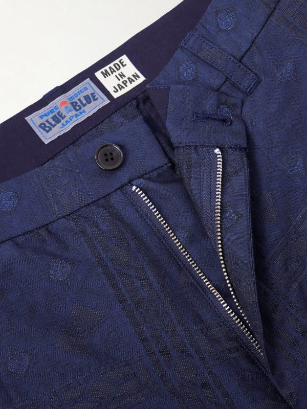 Straight-Leg Cotton-Blend Jacquard Trousers - E1 Straight-Leg Cotton-Blend Jacquard Trousers - E1