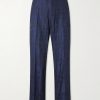 Straight-Leg Cotton-Blend Jacquard Trousers Straight-Leg Cotton-Blend Jacquard Trousers