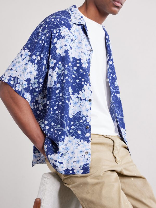 Sakura Kaza Convertible-Collar Woven Shirt - CU Sakura Kaza Convertible-Collar Woven Shirt - CU