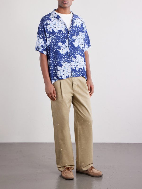 Sakura Kaza Convertible-Collar Woven Shirt - OU Sakura Kaza Convertible-Collar Woven Shirt - OU