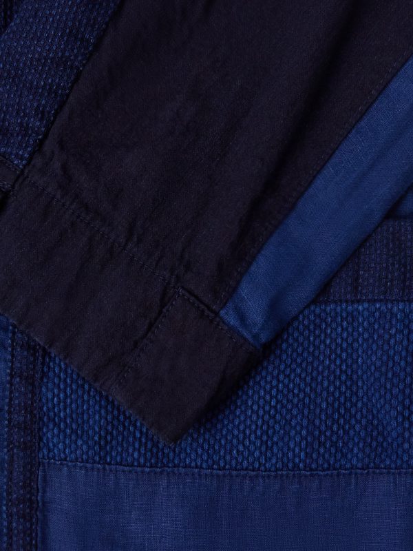 Nenrin Indigo-Dyed Patchwork Linen Blazer - CU