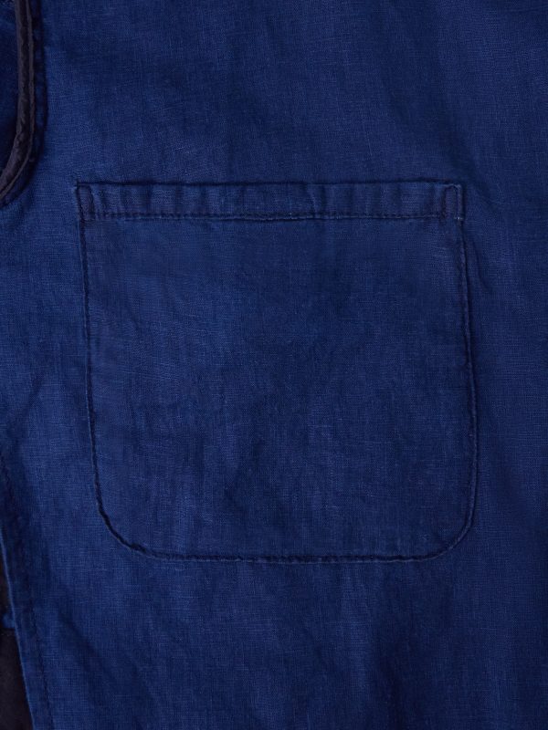 Nenrin Indigo-Dyed Patchwork Linen Blazer - E1