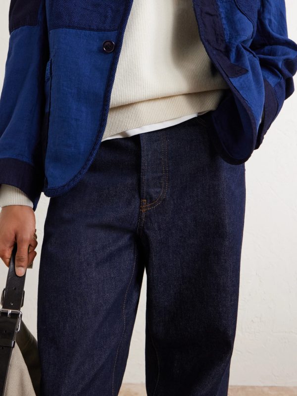 Nenrin Indigo-Dyed Patchwork Linen Blazer - E3