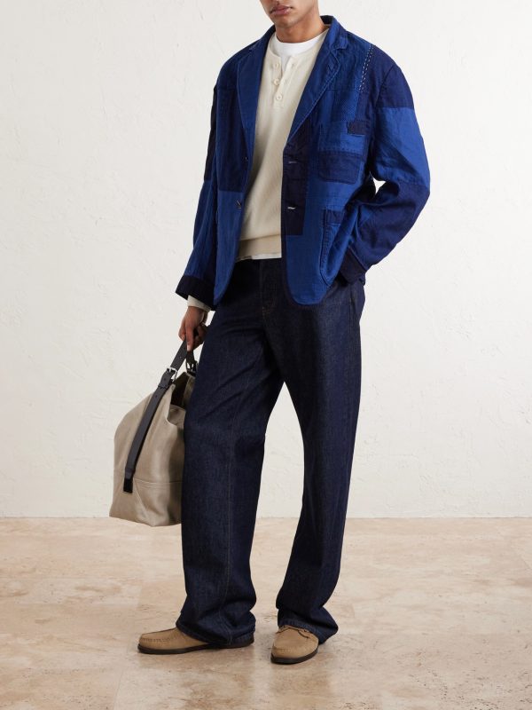 Nenrin Indigo-Dyed Patchwork Linen Blazer - OU