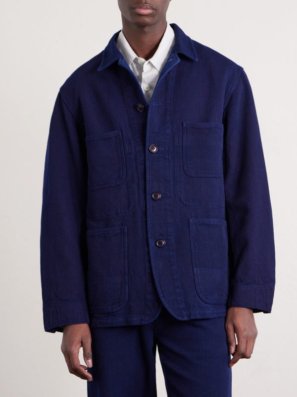 Logo-Appliquéd Sashiko Cotton-Piqué Jacket - FR Logo-Appliquéd Sashiko Cotton-Piqué Jacket - FR