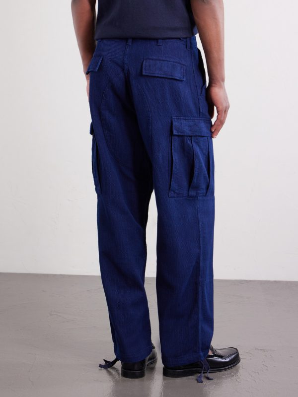 Kasezome Straight-Leg Sashiko Cotton Cargo Trousers - BK Kasezome Straight-Leg Sashiko Cotton Cargo Trousers - BK