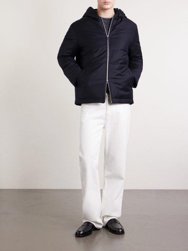Virgin Wool and Silk-Blend Hooded Down Jacket - OU Virgin Wool and Silk-Blend Hooded Down Jacket - OU