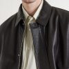 Textured-Leather Bomber Jacket - E1 Textured-Leather Bomber Jacket - E1