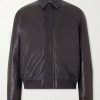 Textured-Leather Bomber Jacket Textured-Leather Bomber Jacket