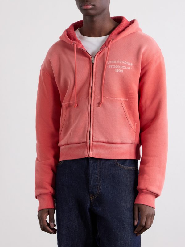Feida Cropped Logo-Print Cotton-Jersey Zip-Up Hoodie - FR Feida Cropped Logo-Print Cotton-Jersey Zip-Up Hoodie - FR