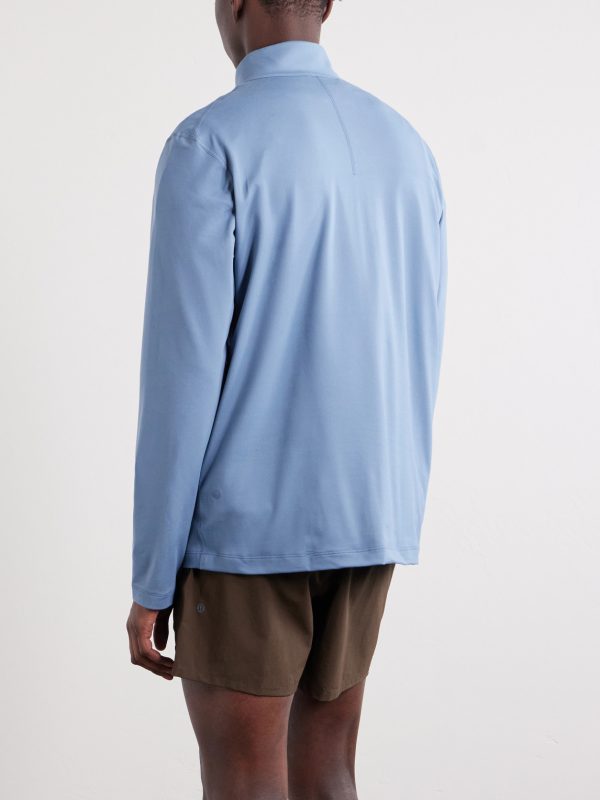 Slim-Fit Stretch Recycled-Jersey Half-Zip Top - BK Slim-Fit Stretch Recycled-Jersey Half-Zip Top - BK