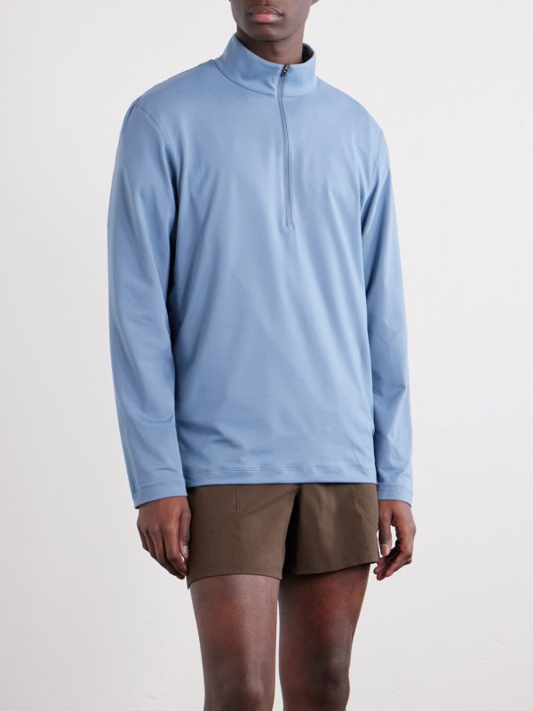 Slim-Fit Stretch Recycled-Jersey Half-Zip Top - FR Slim-Fit Stretch Recycled-Jersey Half-Zip Top - FR