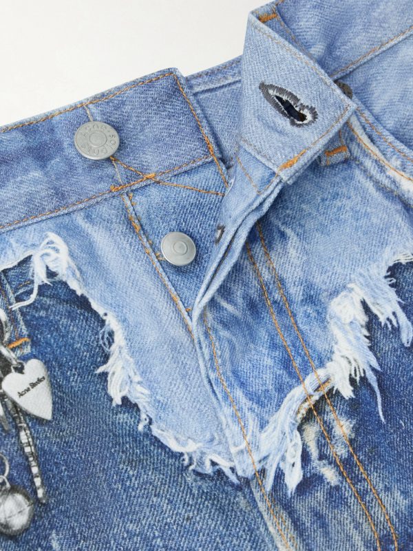 1981 Wide-Leg Trompe L'oeil Printed Organic Jeans - E1 1981 Wide-Leg Trompe L'oeil Printed Organic Jeans - E1