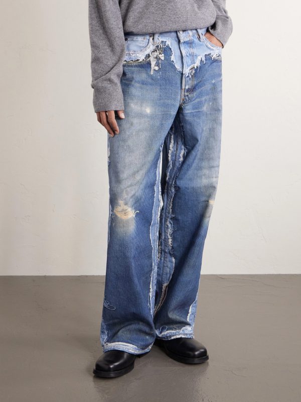 1981 Wide-Leg Trompe L'oeil Printed Organic Jeans - FR 1981 Wide-Leg Trompe L'oeil Printed Organic Jeans - FR