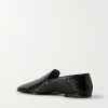 Steven Grosgrain-Trimmed Croc-Effect Leather Loafers - BK
