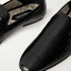Steven Grosgrain-Trimmed Croc-Effect Leather Loafers - CU