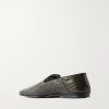 Steven Grosgrain-Trimmed Croc-Effect Leather Loafers - BK Steven Grosgrain-Trimmed Croc-Effect Leather Loafers - BK