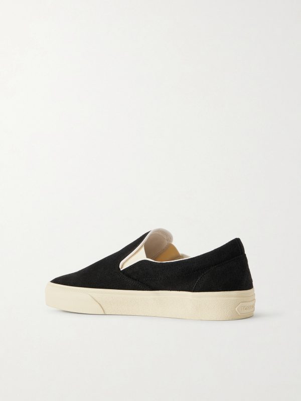 Perforated Suede Slip-On Sneakers - BK Perforated Suede Slip-On Sneakers - BK